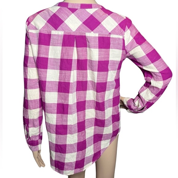 Lucky Brand Women's Plaid Flannel Long Sleeve Button Up Pink Blouse Sz Small - Picture 6 of 8